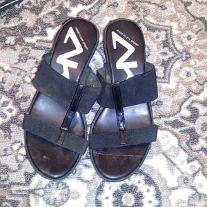 Anne Klein Sport black wedge strappy sandals-6.5